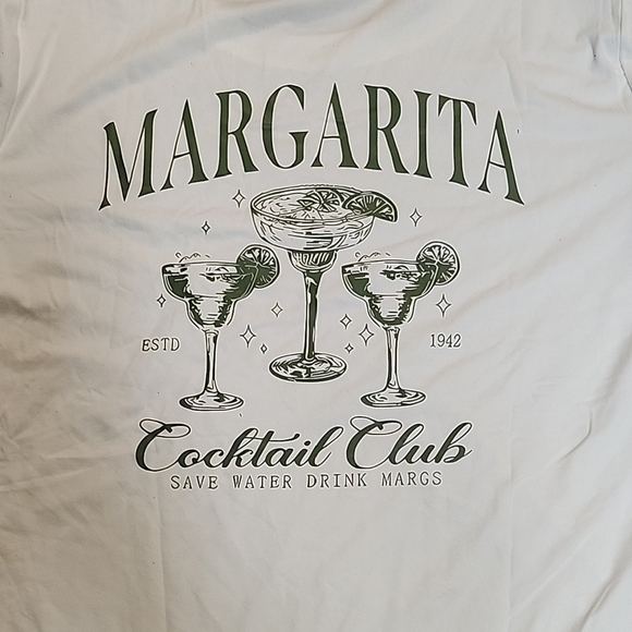 White T-Shirt with Cocktail Graphic - Picture 5 of 5